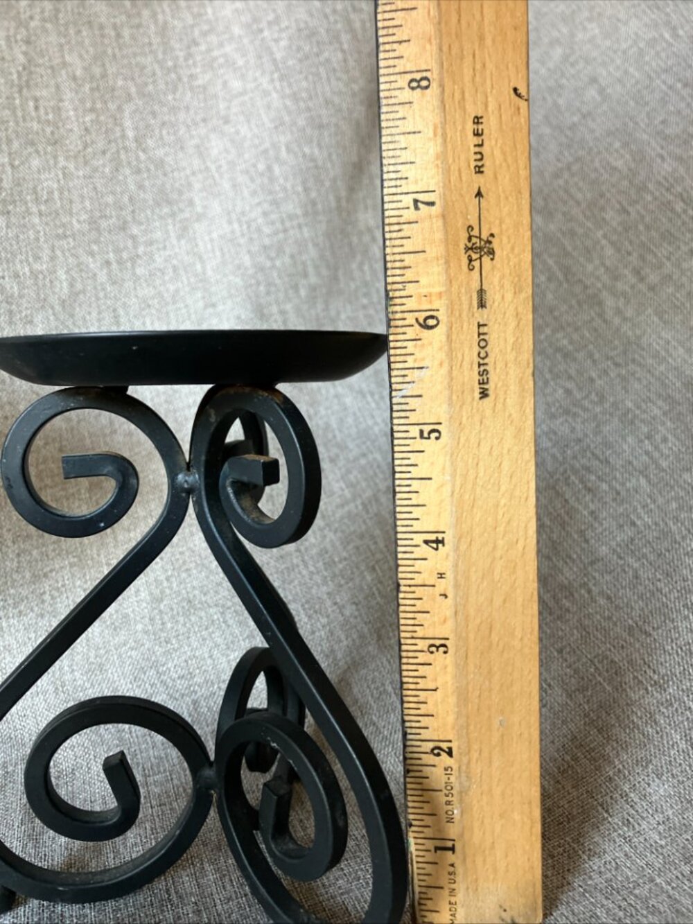 Set of 3 Black Wrought Iron Scrollwork Pillar Candle Holders French Country Vibe - Picture 8 of 10